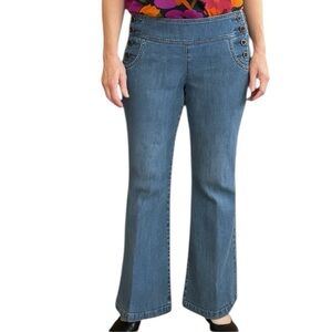 Vintage New‎ York & Company Flare Denim Trousers Light Wash Sz 6 (W 30)        C